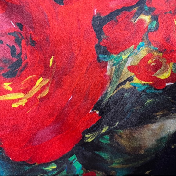 DOLCE & GABBANA Black & Red Floral Midi Dress - Sz US 2 / IT 38 - Picture 5 of 6